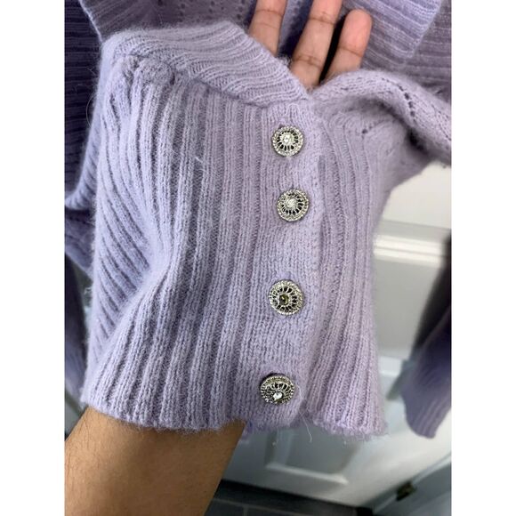 Twiggy Purple Angora Blend Wool Wrap Sweater Size Medium - Picture 4 of 9